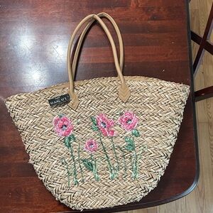 La Sera by Franchi NEW straw bag “rose field” bees beach bag tote summer
